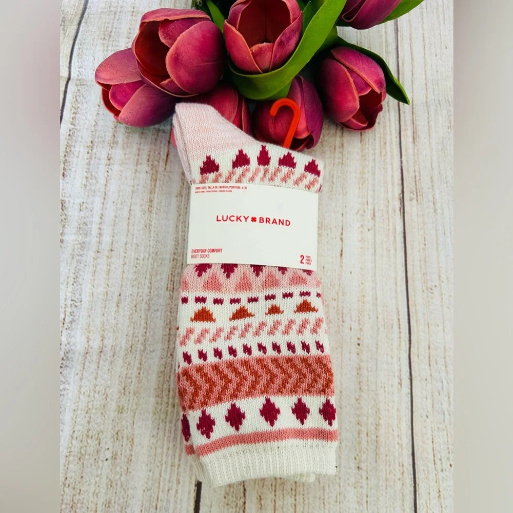 Lucky Brand Women’s Colorful Fair Isle Everyday Comfort Boot Socks NWT